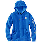 WOMEN'S RELAXED FIT MIDWEIGHT LOGO SLEEVE GRAPHIC SWEATSHIRT - MARINE BLUE