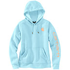 WOMEN'S RELAXED FIT MIDWEIGHT LOGO SLEEVE GRAPHIC SWEATSHIRT - MOONSTONE