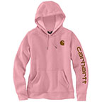 WOMEN'S RELAXED FIT MIDWEIGHT LOGO SLEEVE GRAPHIC SWEATSHIRT - FOXGLOVE