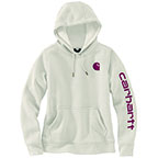 WOMEN'S RELAXED FIT MIDWEIGHT LOGO SLEEVE GRAPHIC SWEATSHIRT - MALT