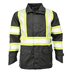 SJ35 Class 1 Black Lightweight Ripstop Safety Rain Jacket