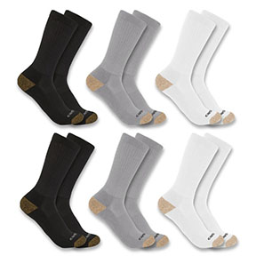 CARHARTT MIDWEIGHT CREW SOCK 6-PACK- ASSORTED