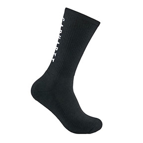 CARHARTT FORCE MIDWEIGHT LOGO CREW SOCK 3-PACK- BLACK