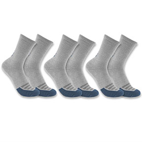 WOMEN'S CARHARTT FORCE MIDWEIGHT LOGO CREW SOCK 3-PACK- ASPHALT