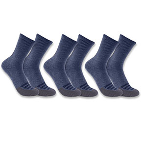 WOMEN'S CARHARTT FORCE MIDWEIGHT LOGO CREW SOCK 3-PACK- DENIM