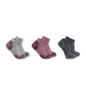 WOMEN'S CARHARTT MIDWEIGHT COTTON BLEND LOW CUT SOCK 3-PACK- ASSORTED