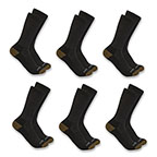 CARHARTT MIDWEIGHT CREW SOCK 6-PACK- BLACK