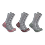 WOMEN'S CARHARTT MIDWEIGHT COTTON BLEND CREW SOCK 3-PACK- GREY