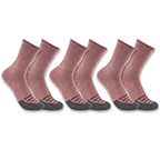 WOMEN'S CARHARTT FORCE MIDWEIGHT LOGO CREW SOCK 3-PACK- DUSTY ROSE