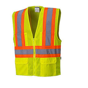 Portwest US371YERS Vest-Port Tulsa Contrast Hi-Vis Mesh Vest, Yellow