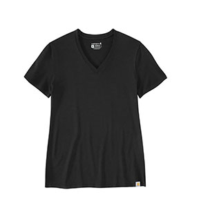 WOMEN'S RELAXED FIT SHORT-SLEEVE V-NECK T-SHIRT- BLACK