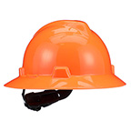 MSA HI-VIZ V-GARD HARD HAT W/FAST-TRACK SUSPENSION, ORANGE