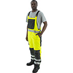 HIGH VISIBILITY WATERPROOF BIB OVERALL WITH QUILTED INSULATION, ANSI E