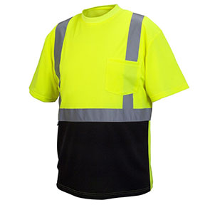 Pyramex RTS2110B Type R Class 2 Black Bottom Safety Shirt - Yellow/Lime