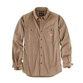 CARHARTT RUGGED FLEX RELAXED FIT MIDWEIGHT CANVAS LONG-SLEEVE SHIRT- DARK