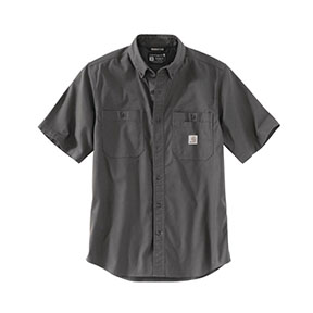 CARHARTT RUGGED FLEX RELAXED FIT MIDWEIGHT CANVAS SHORT-SLEEVE SHIRT- GRAVEL