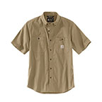 CARHARTT RUGGED FLEX RELAXED FIT MIDWEIGHT CANVAS SHORT-SLEEVE SHIRT- DARK