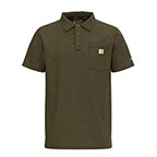 CARHARTT FORCE RELAXED FIT MIDWEIGHT SHORT-SLEEVE POCKET POLO- BASIL HEATHER