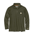 CARHARTT FORCE RELAXED FIT LONG-SLEEVE QUARTER-ZIP T-SHIRT- BASIL HEATHER