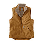 CARHARTT LOOSE FIT WASHED DUCK SHERPA-LINED MOCK-NECK VEST- CARHARTT BROWN