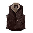 CARHARTT LOOSE FIT WASHED DUCK SHERPA-LINED MOCK-NECK VEST- DARK BROWN