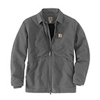 CARHARTT LOOSE FIT WASHED DUCK SHERPA-LINED COAT- GRAVEL