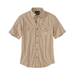 CARHARTT LOOSE FIT MIDWEIGHT CHAMBRAY SHORT-SLEEVE SHIRT- DARK TAN CHAMBRAY