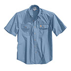 CARHARTT LOOSE FIT MIDWEIGHT CHAMBRAY SHORT-SLEEVE SHIRT- BLUE CHAMBRAY