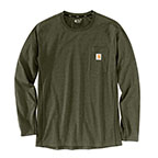 CARHARTT FORCE RELAXED FIT LONG-SLEEVE POCKET T-SHIRT- BASIL HEATHER
