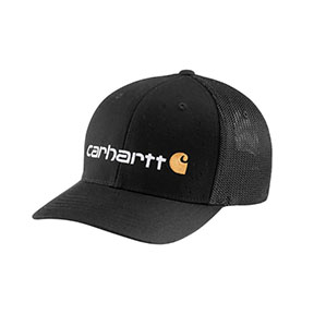 CARHARTT RUGGED FLEX FITTED CANVAS MESH-BACK LOGO GRAPHIC CAP- BLACK