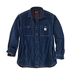 CARHARTT RELXED FIT DENIM FLEECE LINED SNAP-FRONT SHIRT JAC- GLACIER