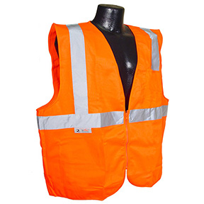 RADIANS HI VIZ CLASS 2 ORANGE SAFETY SOLID VEST W/ZIPPER