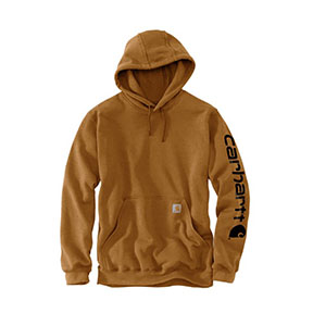 CARHARTT MIDWEIGHT HOODED LOGO SWEATSHIRT - CARHARTT BROWN