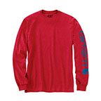 CARHARTT WORKWEAR LONG-SLEEVE GRAPHIC LOGO T-SHIRT - FIRE RED HEATHER