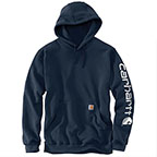 CARHARTT MIDWEIGHT HOODED LOGO SWEATSHIRT - NEW NAVY