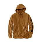 CARHARTT MIDWEIGHT HOODED LOGO SWEATSHIRT - CARHARTT BROWN