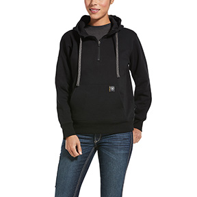 ARIAT WOMENS REBAR SKILL SET 1/2 ZIP HOODIE- BLACK