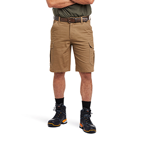 ARIAT REBAR DURASTRETCH CARGO SHORT- FIELD KHAKI