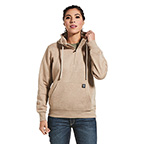 ARIAT WOMENS REBAR SKILL SET 1/2 ZIP HOODIE- DARK OATMEAL HEATHER