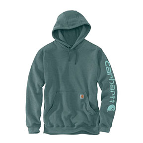 CARHARTT MIDWEIGHT HOODED LOGO SWEATSHIRT - SEA PINE HEATHER